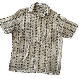 Feldini Shirt Mens Medium Geometric Short Sleeve Button‎ Up Pocket